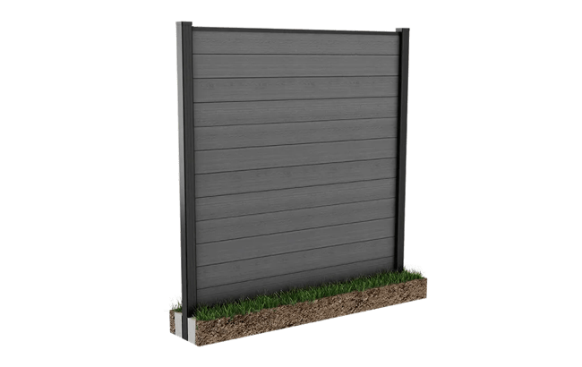 Kit clôture jardin avec poteau 240cm à sceller Gris Aspect Bois - Keter
