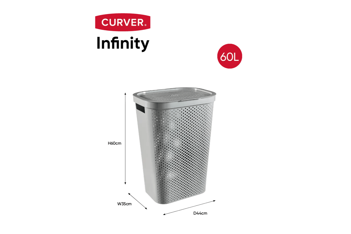 Infinity Dots Wasmand 60L - Grijs