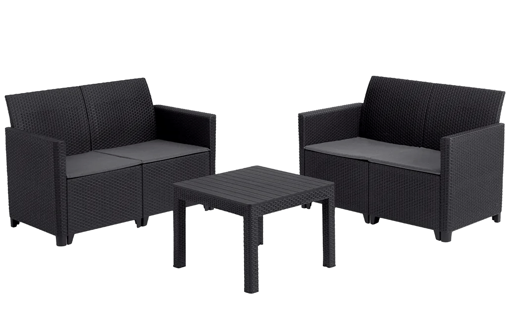 Marie 4 zits-Loungeset - Antraciet