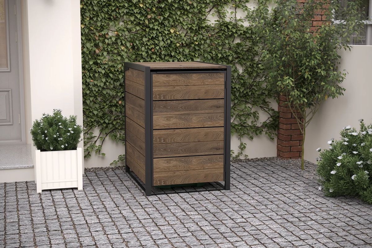 Hide Away 96 Gallon Single Trash Can Shed - Brown - Keter US