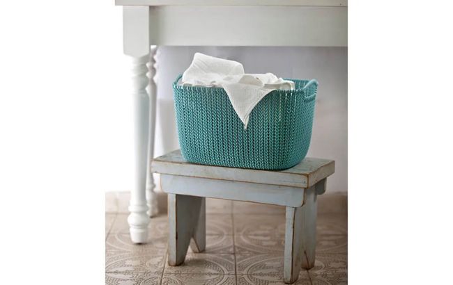 סל אחסון מלבני קלוע - 19 ליטר - תכלת