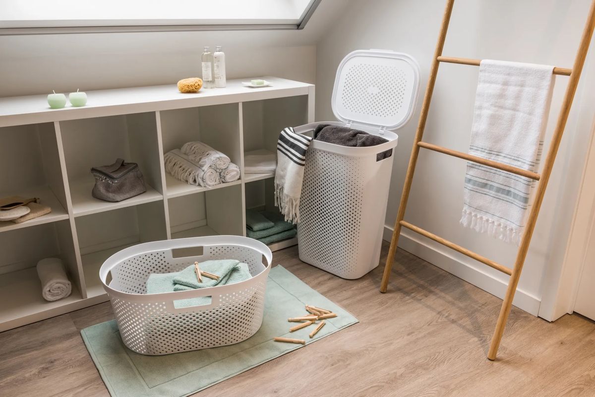 Infinity Dots Wasmand 60L - Wit