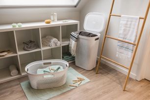 Infinity Dots Wasmand 40L - Wit - Wasmanden