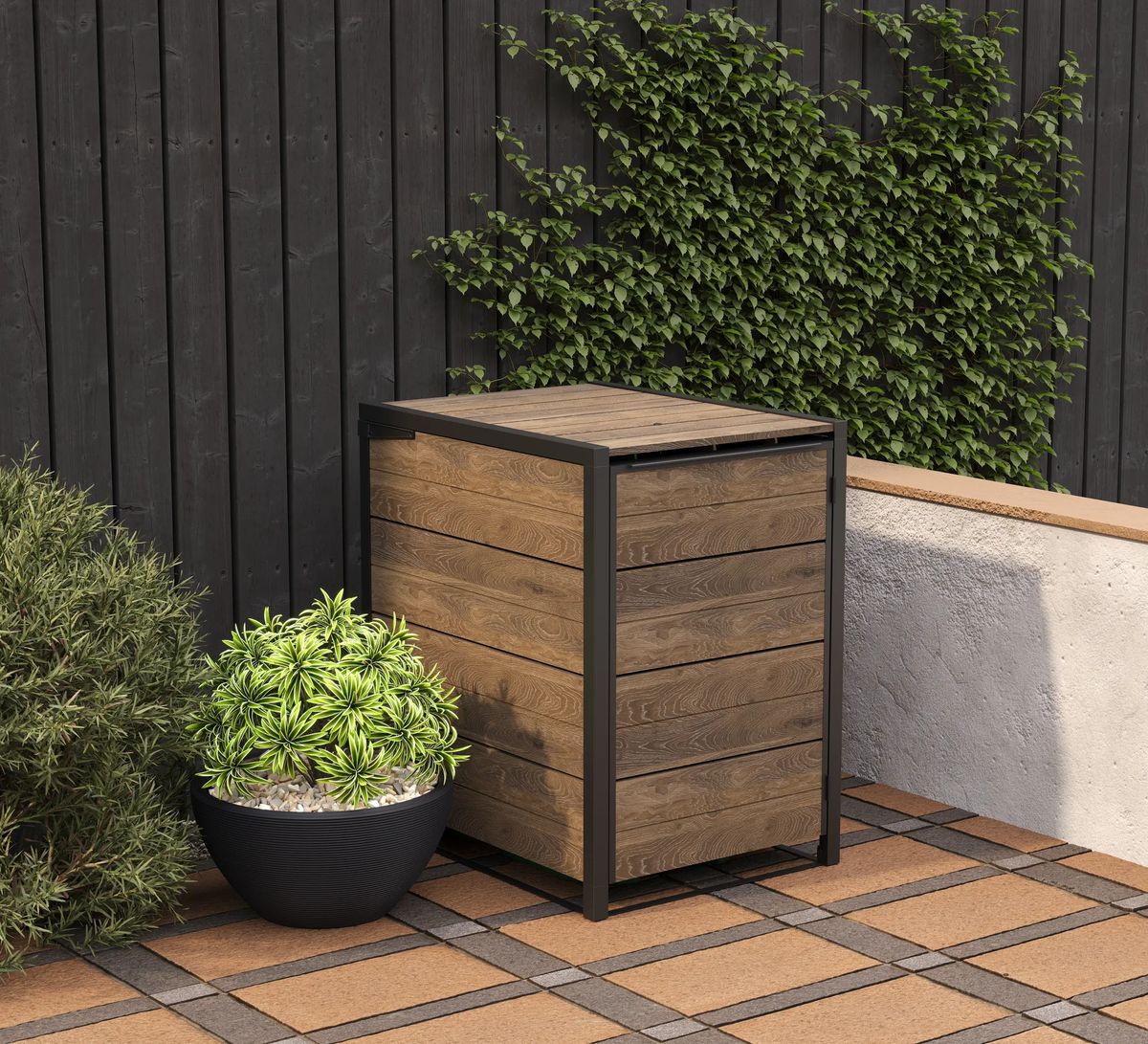 Hide Away 96 Gallon Single Trash Can Shed - Brown - Keter US