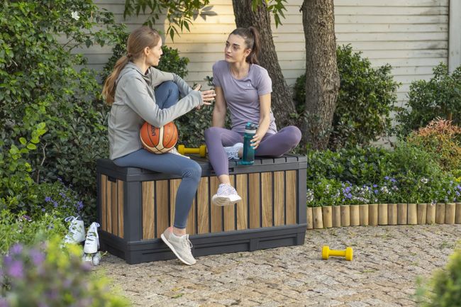 92 Gallon Deck Box Signature Storage Box Oak Brown - Keter US