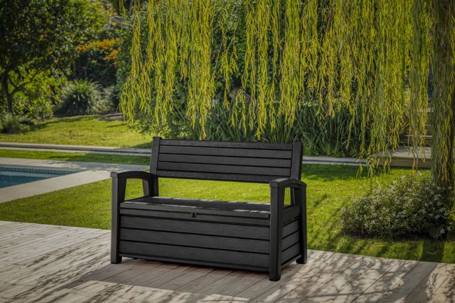 Graphite 60 Gallon Outdoor Storage Bench - Keter US
