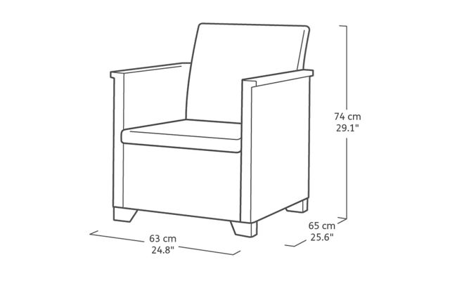 Emma 4 Seater Garden Set, With Storage Table  - Grey