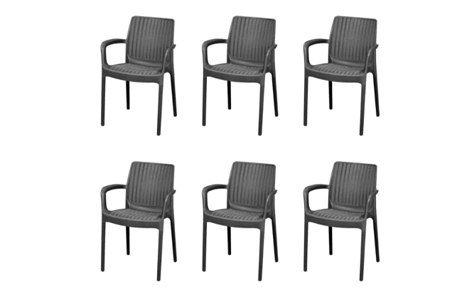 6 כיסאות באלי - אפור כהה