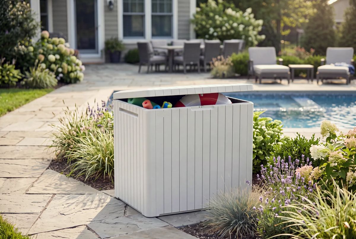 City Box 30 Gallon Deck Box - White Deck Box - Keter US