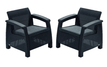 Lot de 2 fauteuils Corfu  - Anthracite - Mobilier de jardin
