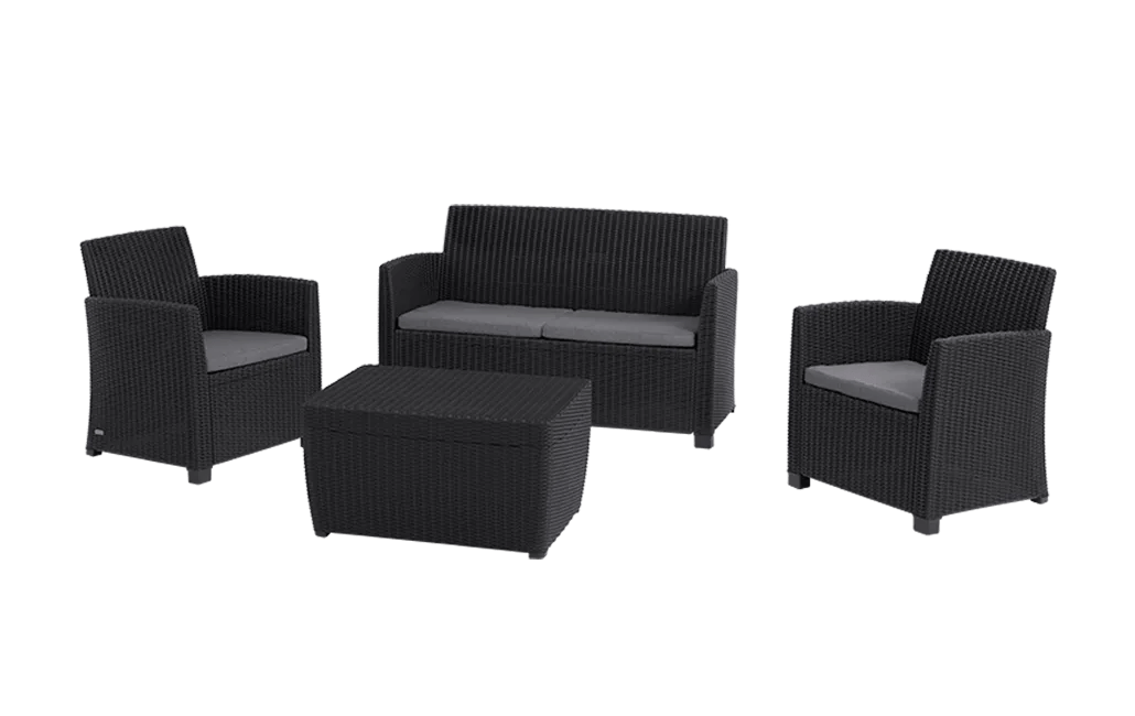 Mia 4 Seater Lounge Set With Storage Table - Graphite