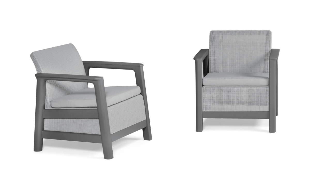 Scandi Linea Loungestoel - 2 stuks - Lichtgrijs