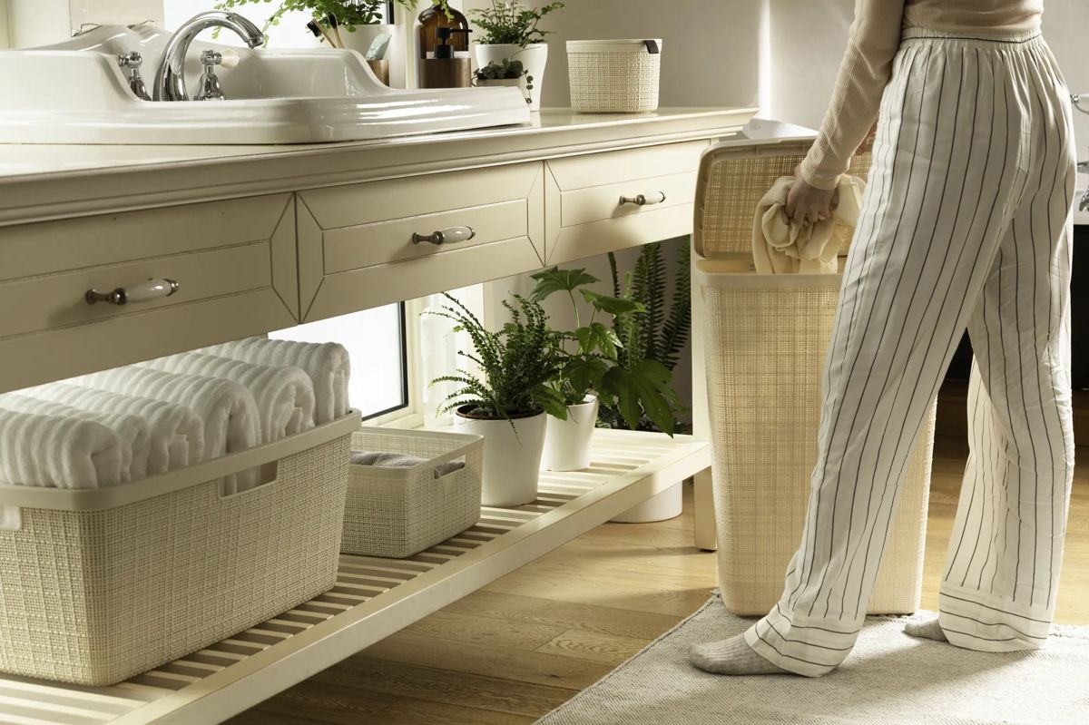 Jute Wasmand 46L - Wit