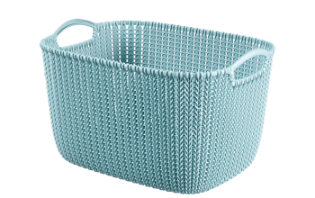 סל אחסון מלבני קלוע - 19 ליטר - תכלת - סלי כביסה וגיגיות דמוי ראטן