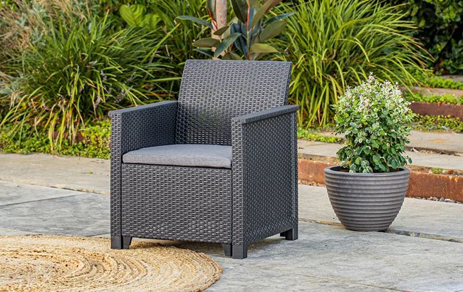 Emma 4 Seater Garden Set, With Storage Table  - Grey