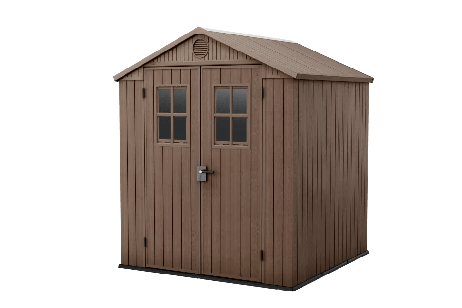 Caseta de exterior Darwin 6x6 ventanas frontales. 190x183x221cm y 3,3m2 - Marrón