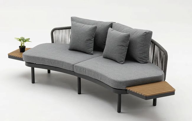 ספת רביצה מרקש + 2 שולחנות צד  - אפור גרפיט