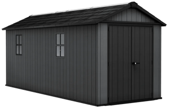 מחסן גינה ניוטון פלוס - 7.5x17 עמוק - אפור - מחסנים לגינה- דמוי עץ