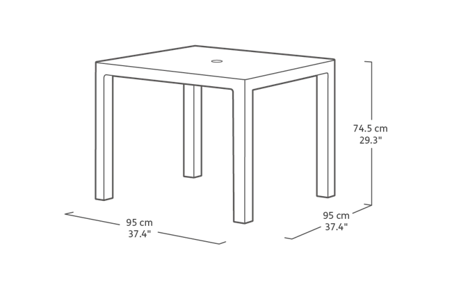 Mesa comedor de exterior Quartet 95x95x74.5 cm - Grafito