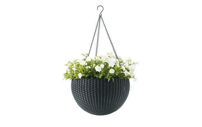 עציץ בסגנון ראטן נתלה 939 - אפור כהה