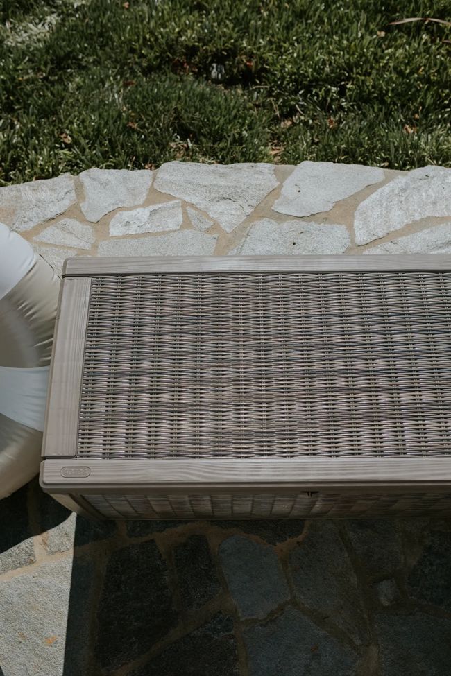 Signature 135 Gallon Large Deck Box - Mist Gray - Keter US