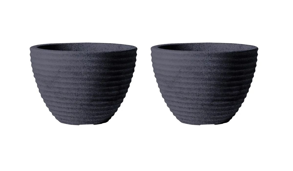Honey Pot Low Planter 37cm Set of 2 - Millstone Grey