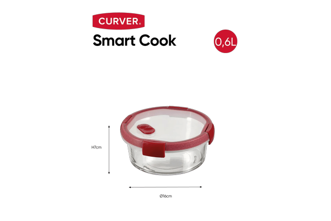 Smart Cook Vershoudsdoos 0,6L - Transparant/Rood