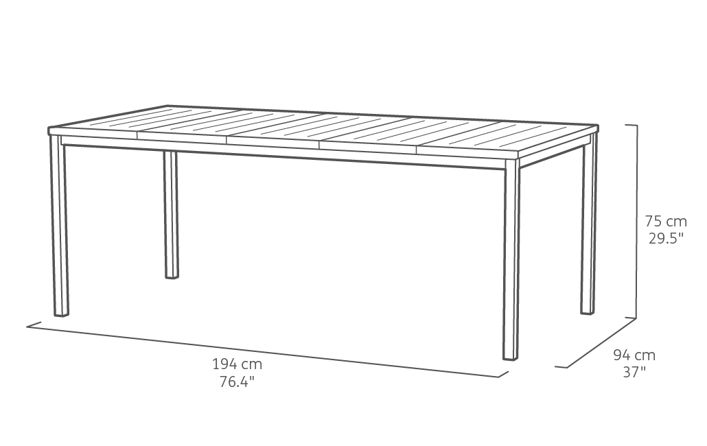 Porto Nova Tafel 194x94x75cm - Ashwood