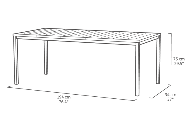 Porto Nova Tafel 194x94x75cm - Ashwood