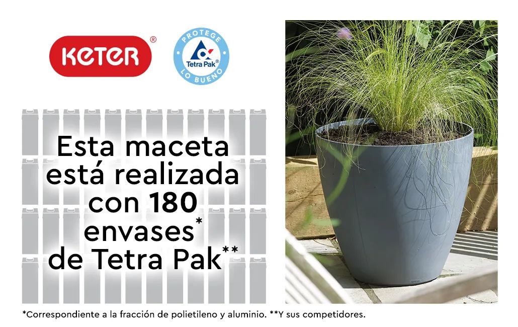 Set 2x Macetero Polyal Betón redondo 40 cm y 30L