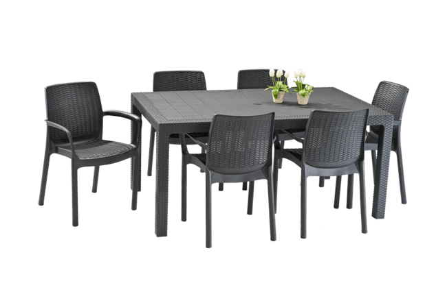 פינת אוכל באלי- שולחן ו 4 כיסאות - אפור כהה