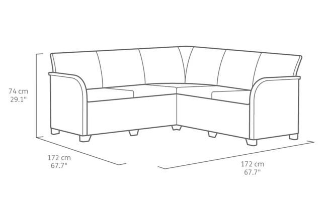 פינת ישיבה רוסלי - 5 מושבים פינתית - אפור כהה