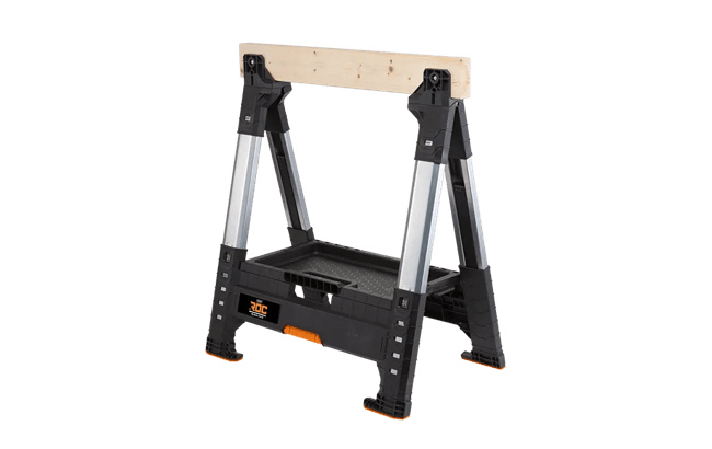 חמור עבודה עם רגליים מתכווננות וקורת עץ - שחור