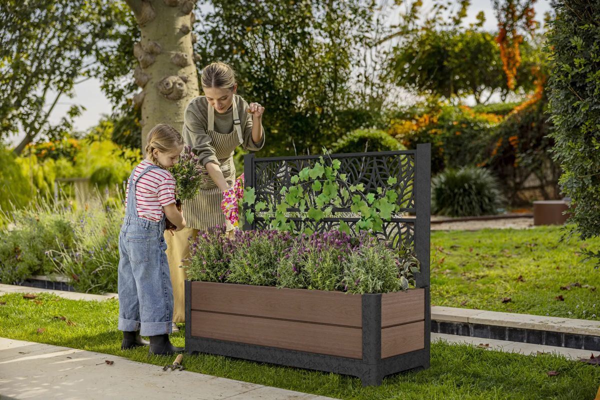 Jardinière d’intimité avec treillis en forme de tulipes, brune – Keter Canada