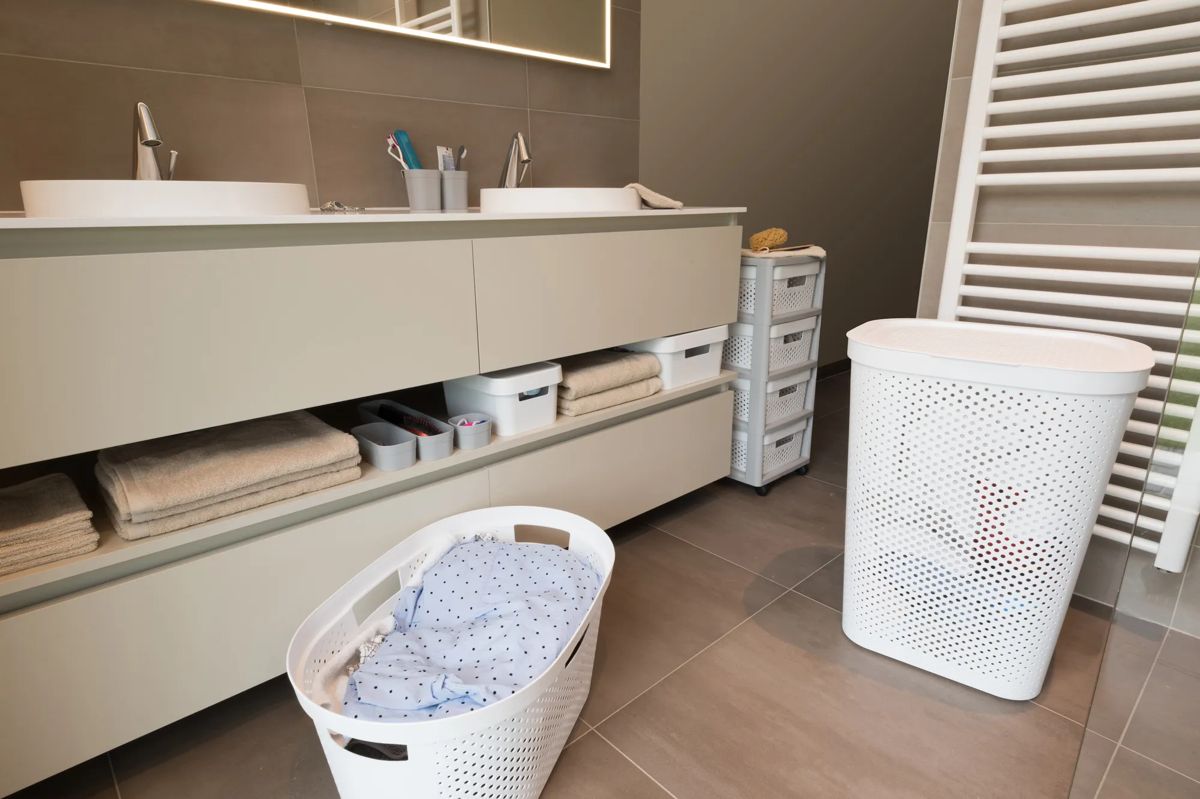 Infinity Dots Wasmand 60L - Wit
