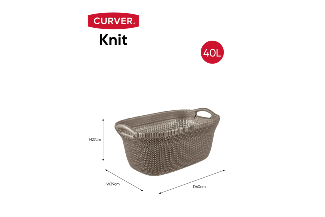 סל כביסה KNIT סרוג 40 ליטר - חום
