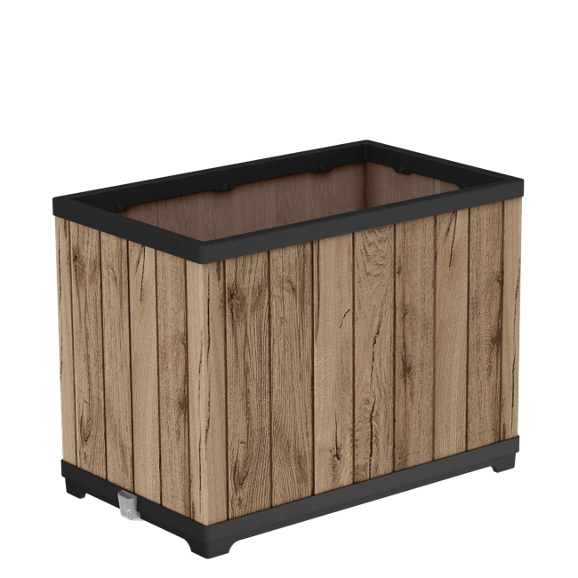 עציץ דקו מלבני גבוה - דמוי עץ בגווני חום thumbnail