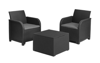 Rosalie 2 Seater Balcony Set with Storage Table - Grey - Patio Sets