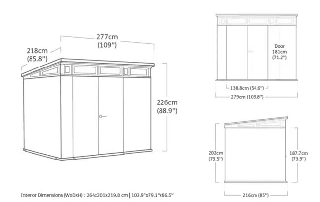 Signature Gartenhaus 9x7 - 279x218x226 cm - Walnuss