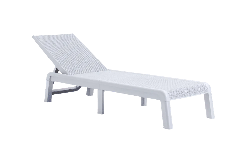 מיטת שיזוף מיורקה בטקסטורת יוטה - לבן