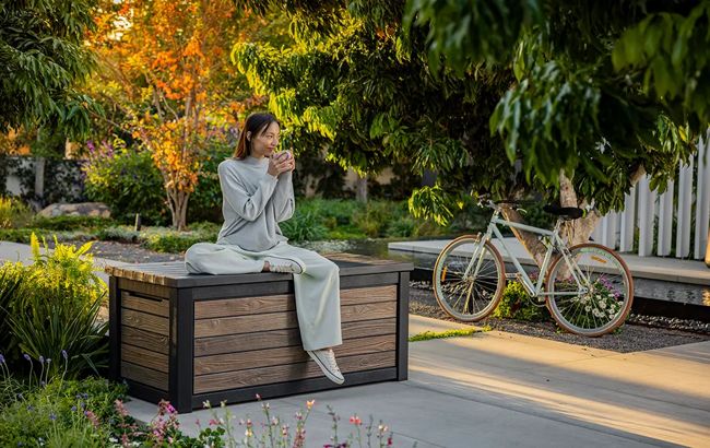 165 Gallon Storage Box Signature Deck Box Walnut Brown - Keter US