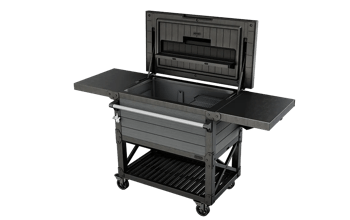 Patio Cooler and Beverage Cart - Grey - Outdoor Entertainment