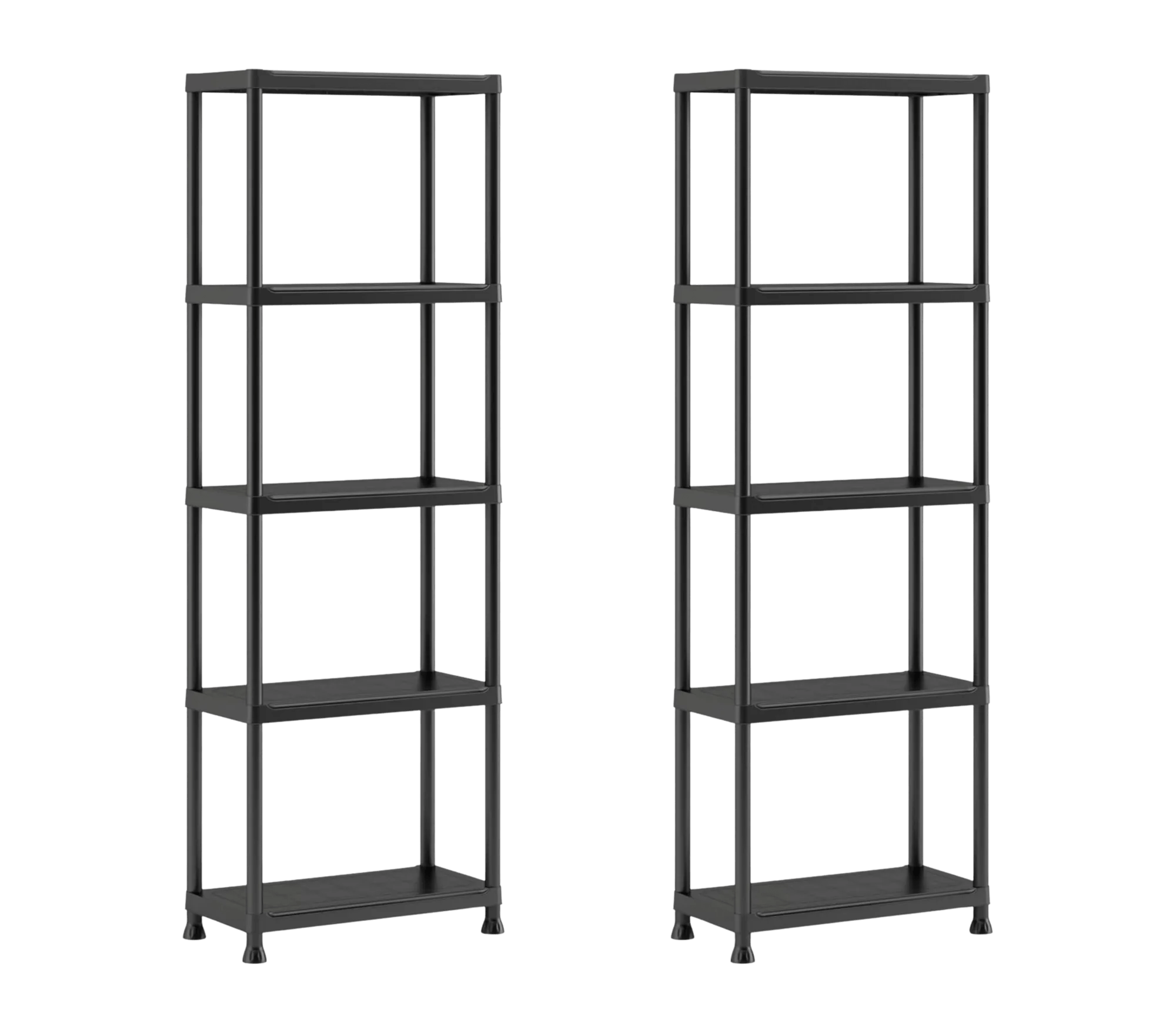 Plus Lagerregale – 5 Böden – 2 Stück - Schwarz/Grau