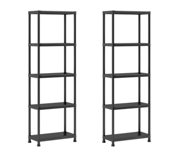 Plus Lagerregale – 5 Böden – 2 Stück - Schwarz/Grau - Lifestyle & Garage