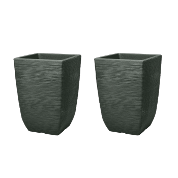Cotswold Tall Square Planter 33cm Set of 2 - Marble Green - Planters