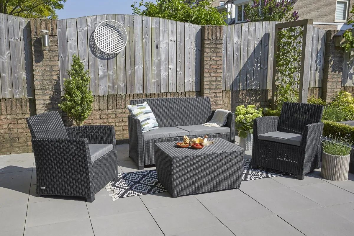 Mia 4 Seater Lounge Set With Storage Table - Graphite