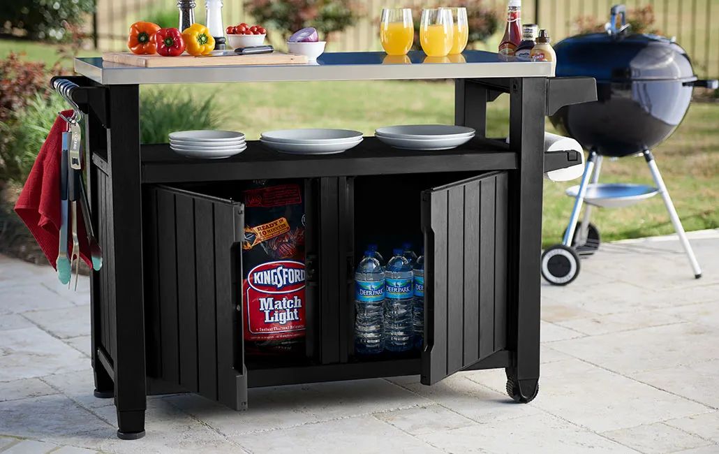 Unity XL Graphite Outdoor Kitchen Cart with Storage - Keter US