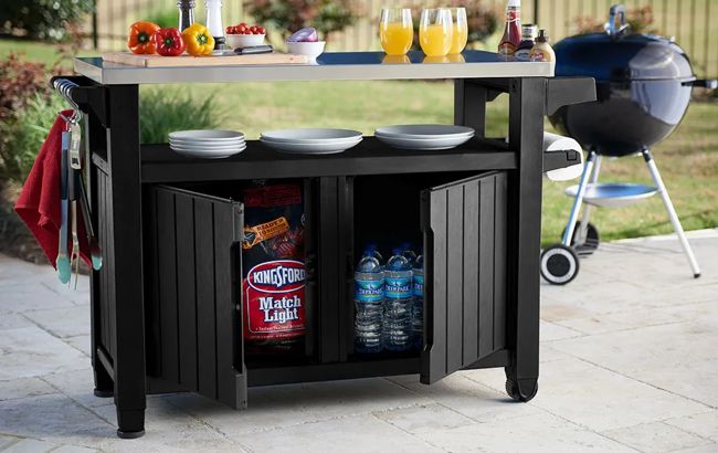 Unity XL Graphite Outdoor Kitchen Cart with Storage - Keter US