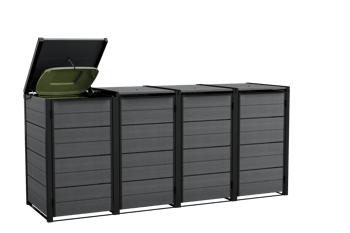 Hide Away Containerberging - 4x 240L - Grijs - Tuinberging