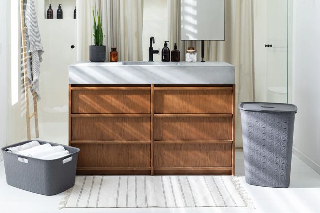 סל כביסה סופטקס 56 ליטר - אפור